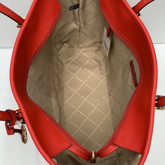 Michael Kors Jet Set Travel Large Top Zip Shoulder Tote Bag Color Flame